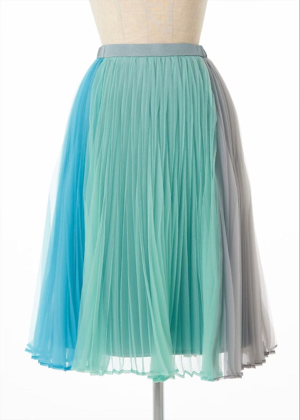 オーガンザパッチワークプリーツスカート