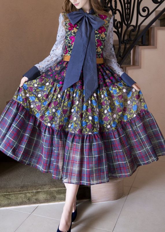 フラワー刺繍マルチカラーワンピース | ITEM CATEGORY,DRESS／ドレス