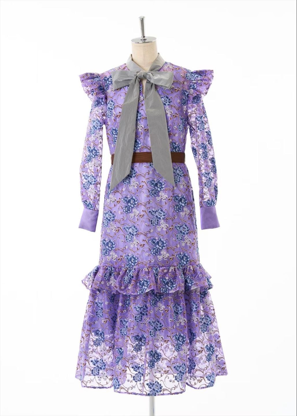 ショルダーフリルリボンワンピース