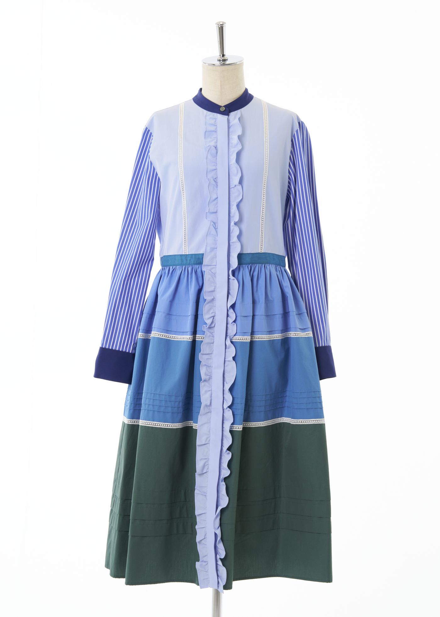 パッチワークフリルタックワンピース