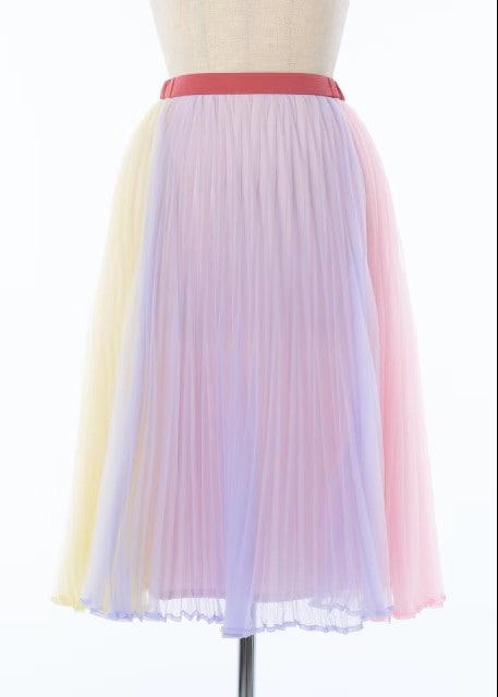 オーガンザパッチワークプリーツスカート