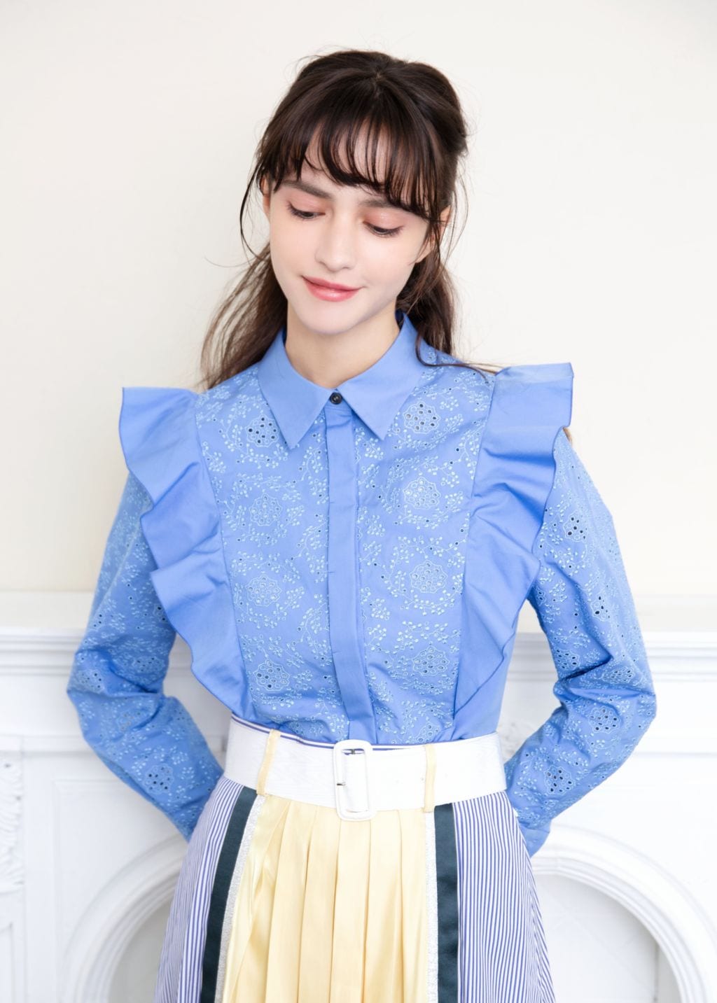 パネルフリルシャツ