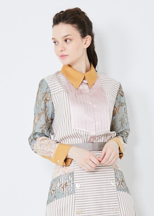 ピンタックパッチシャツ