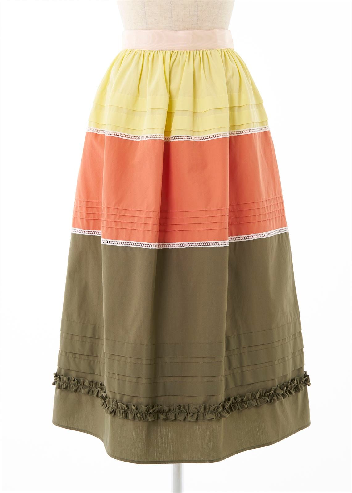 パッチワークフリルタックスカート
