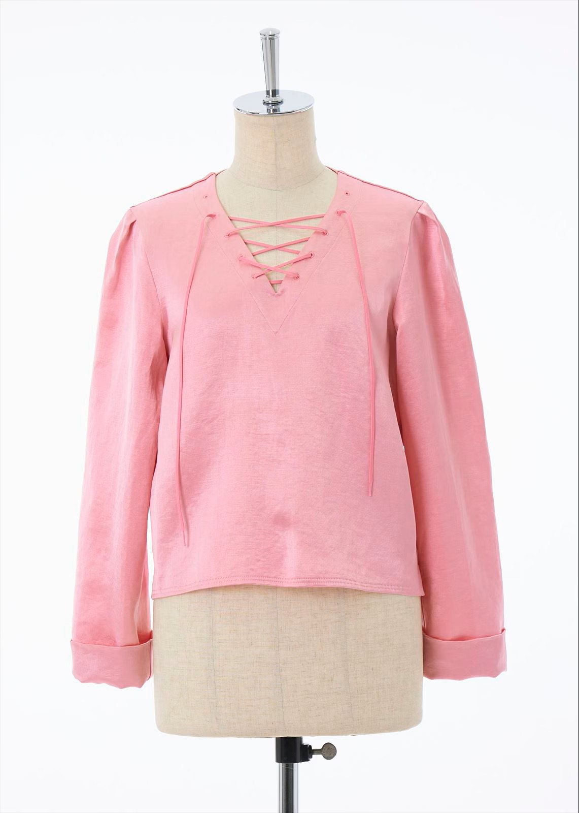 レースアップブラウス