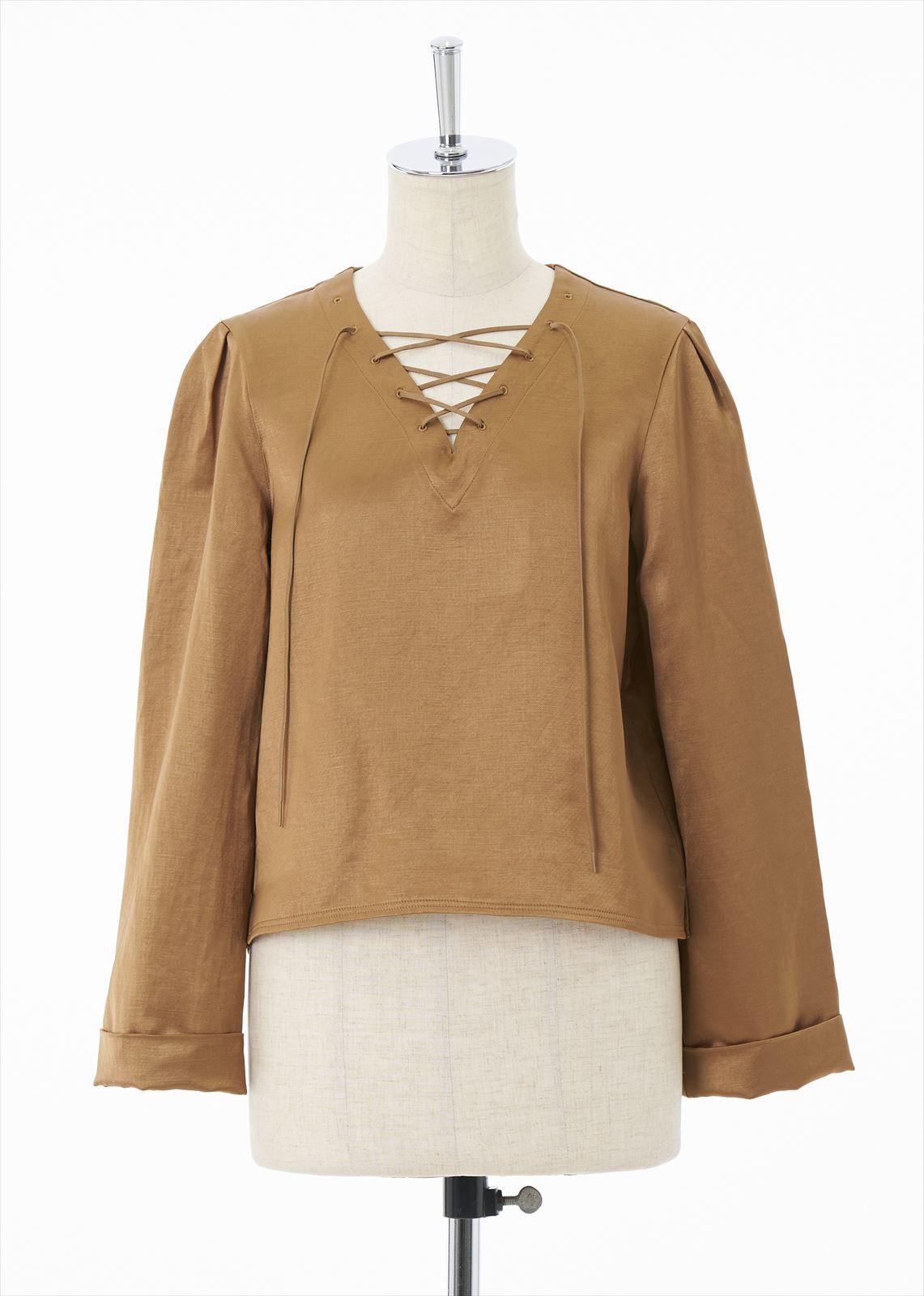 レースアップブラウス