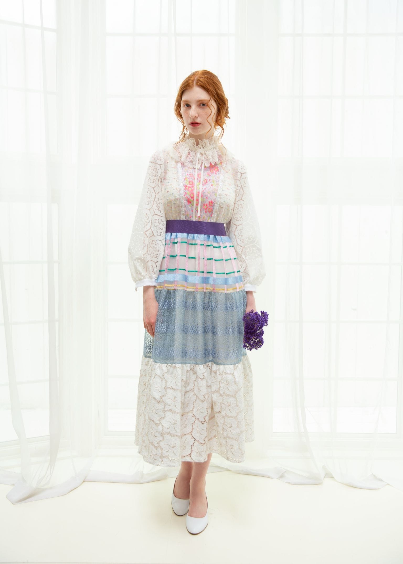 SAKURAレースカラーエンブロイダリーパッチワークワンピース～Rebirth Collection～