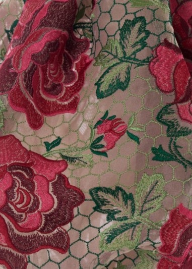 Large rose embroidery longDress