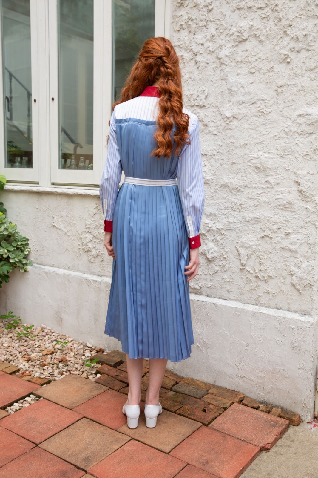 パッチワークプリーツワンピース