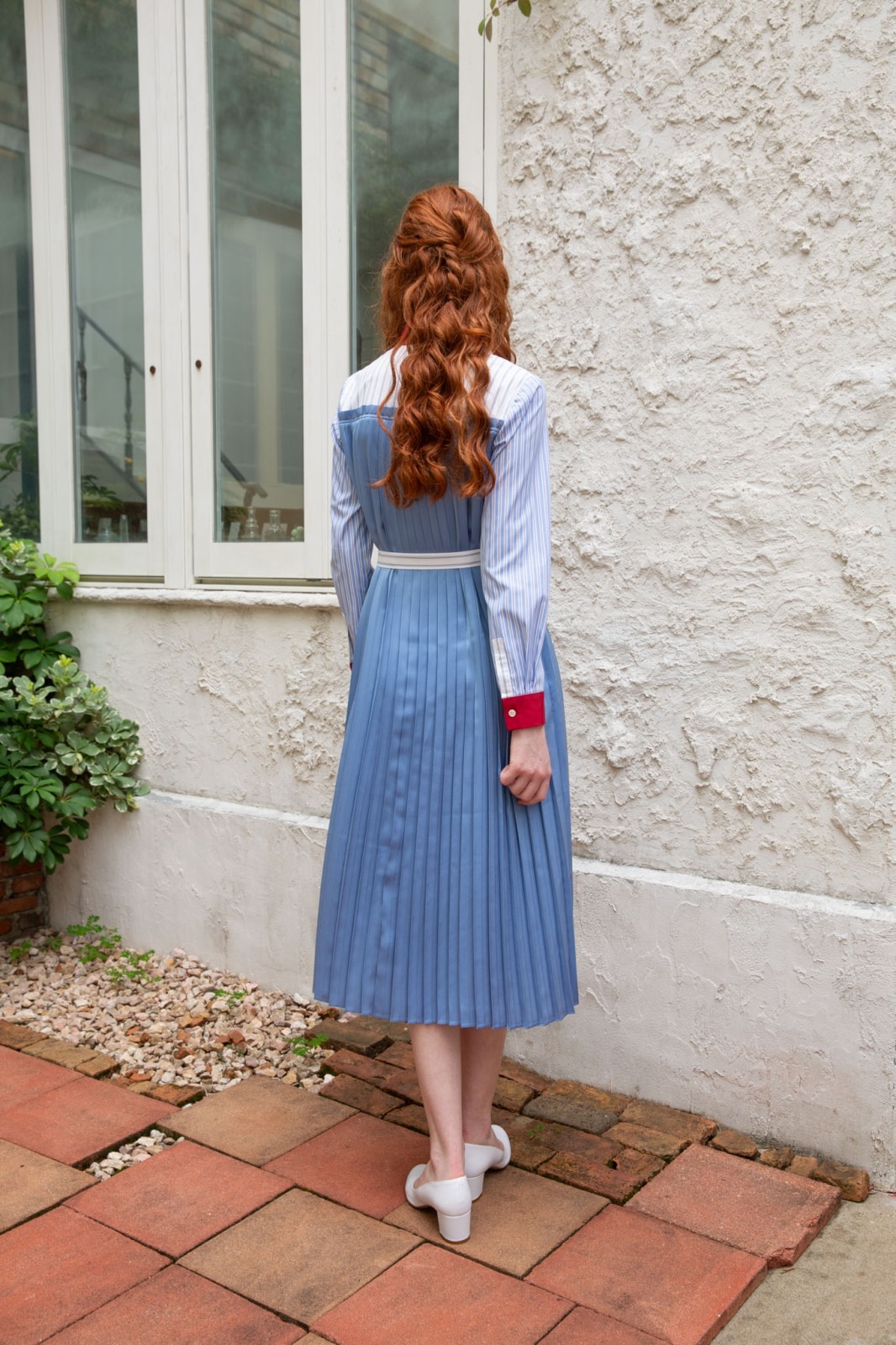 パッチワークプリーツワンピース