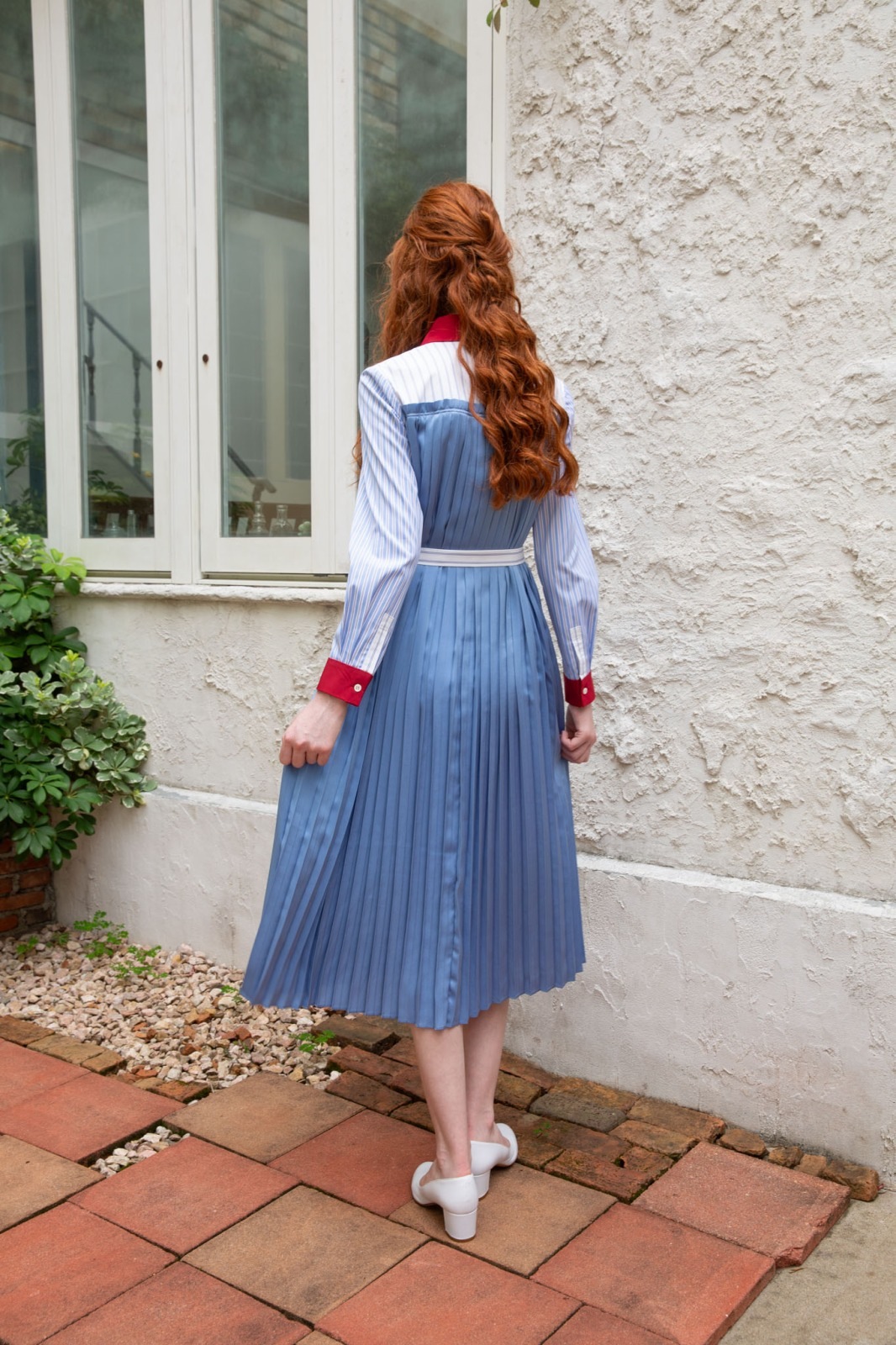 パッチワークプリーツワンピース