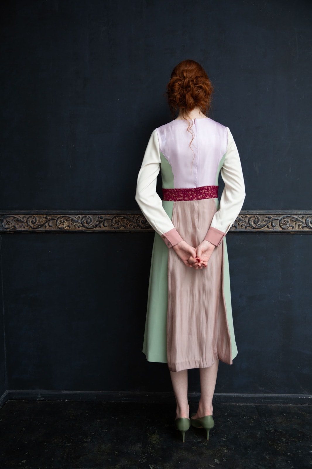 カラーパネルタックワンピース