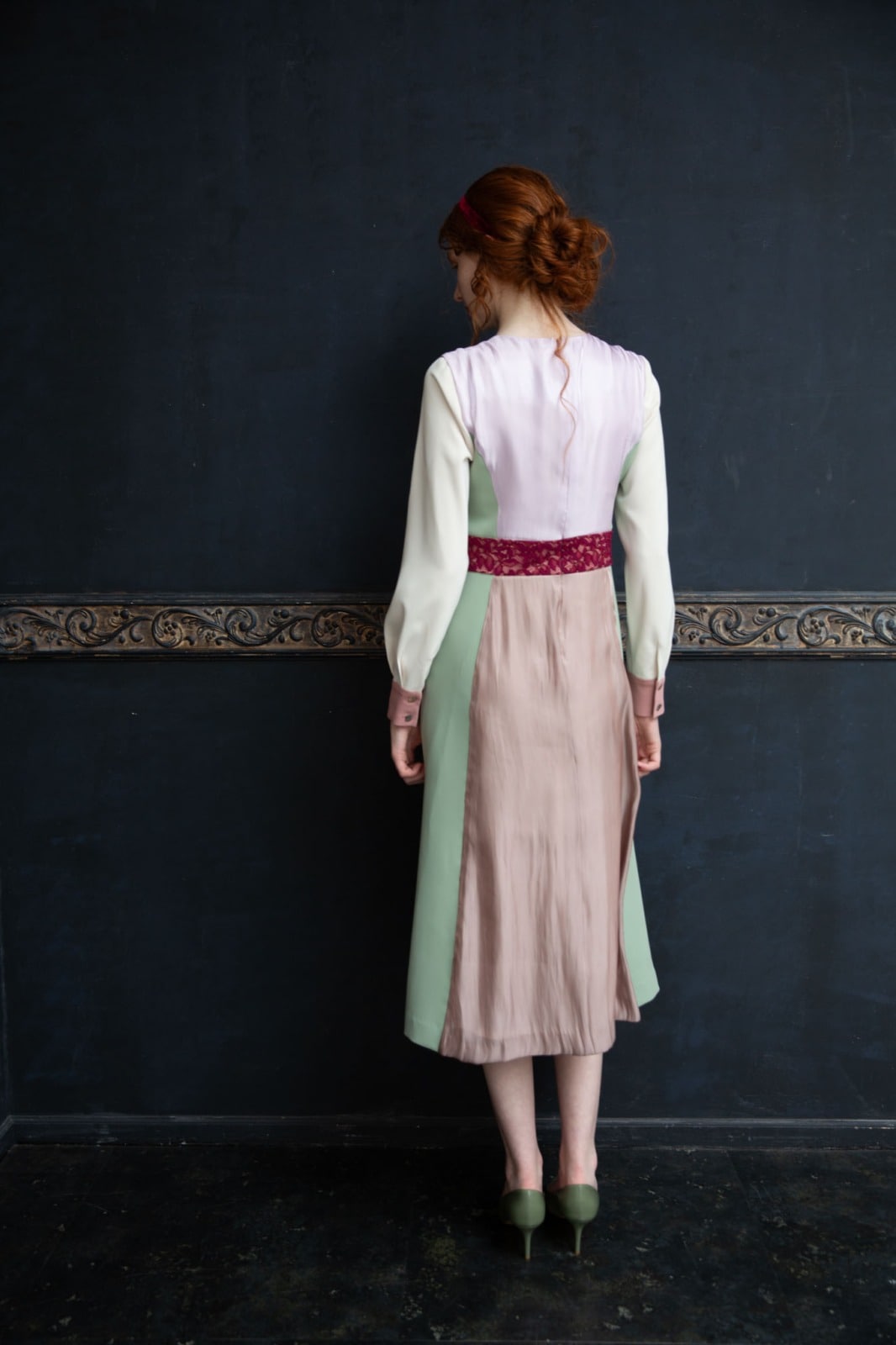 カラーパネルタックワンピース