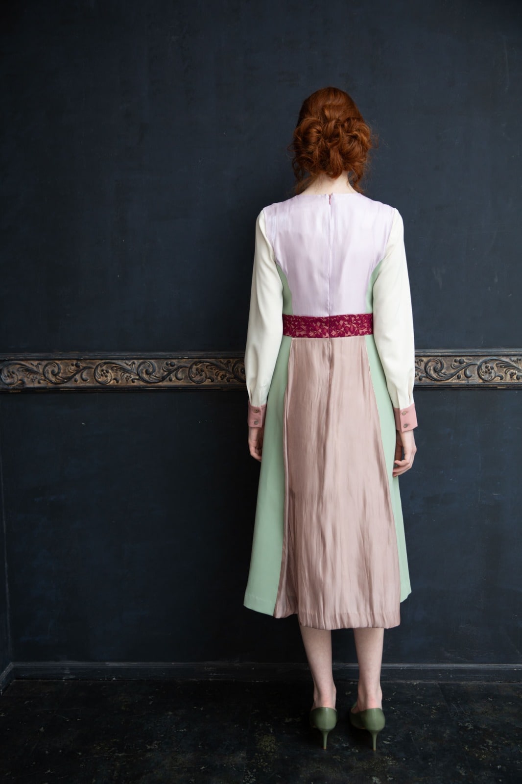 カラーパネルタックワンピース