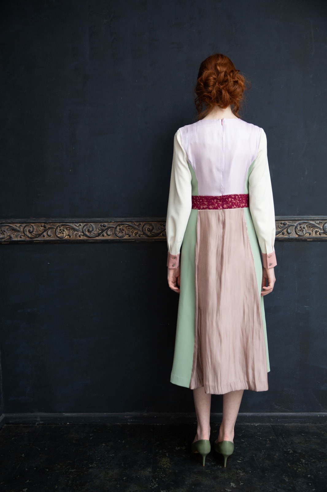 カラーパネルタックワンピース