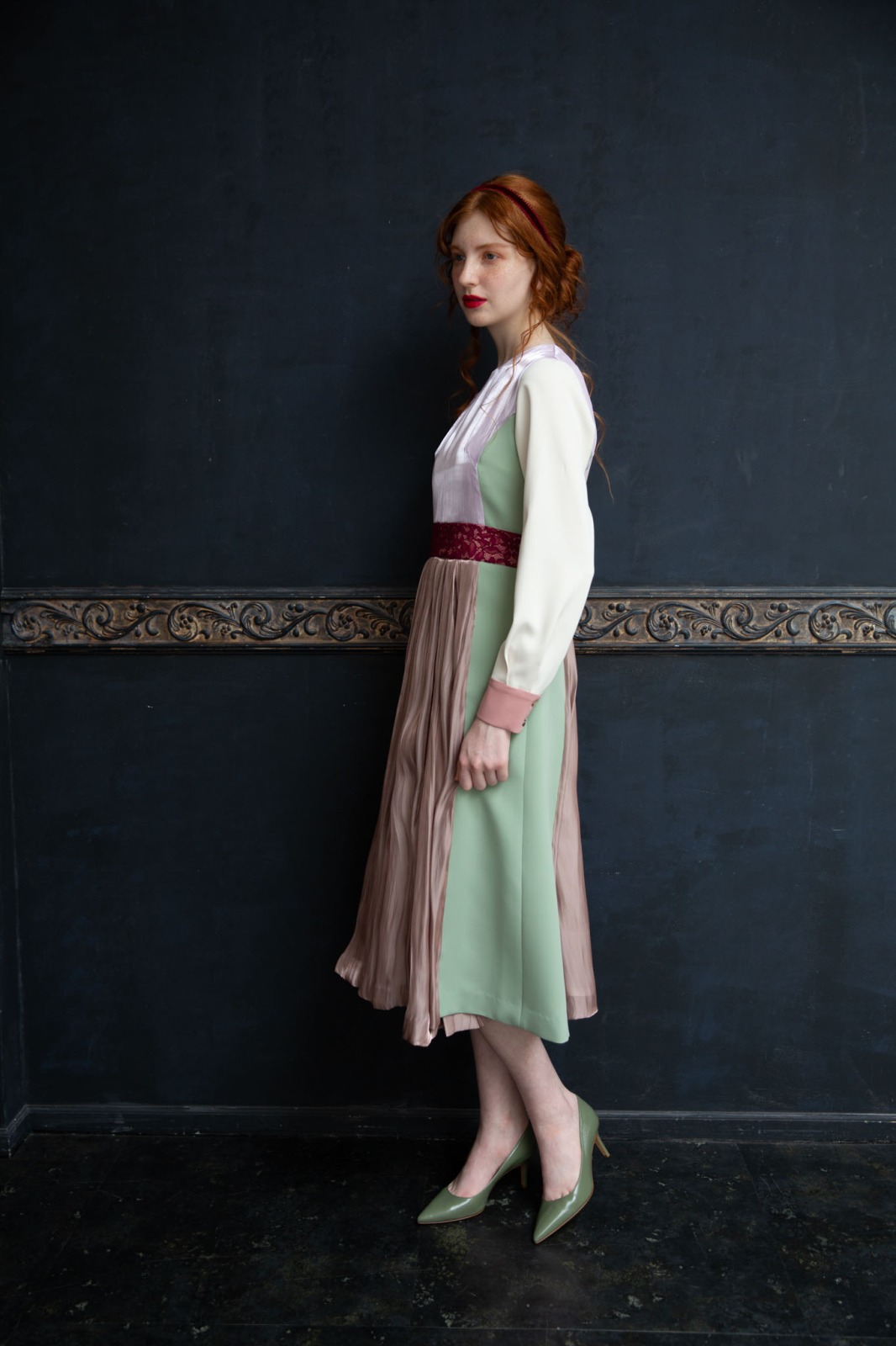 カラーパネルタックワンピース