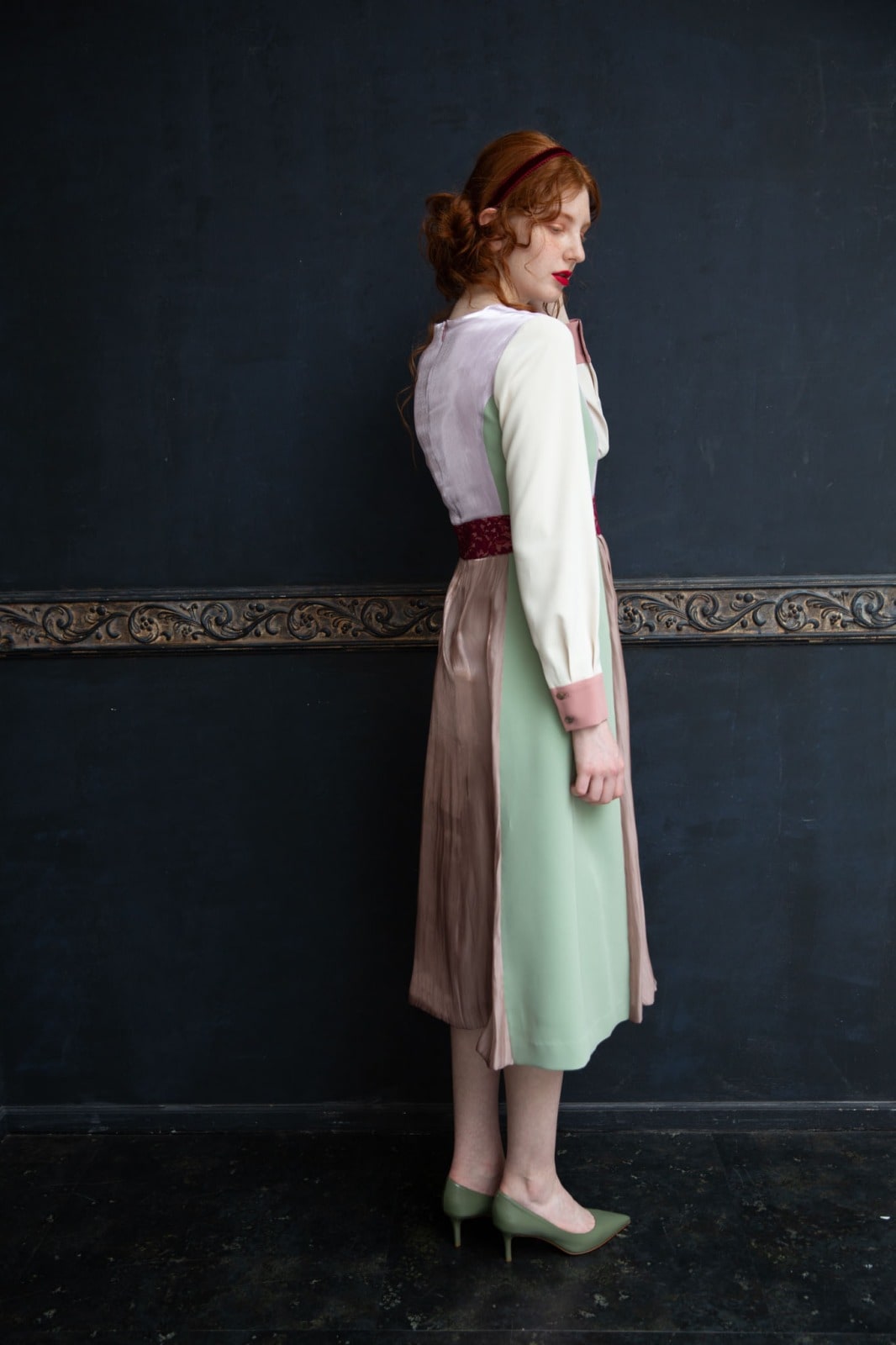 カラーパネルタックワンピース