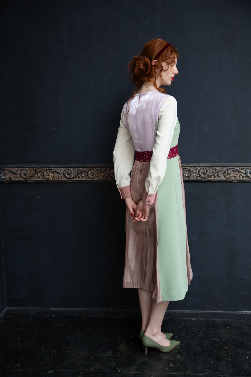 カラーパネルタックワンピース