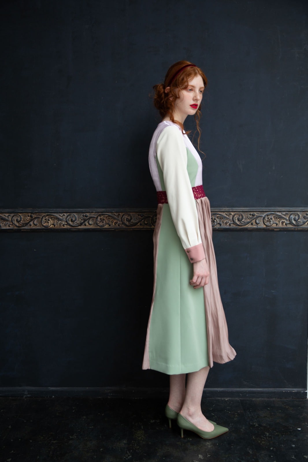 カラーパネルタックワンピース