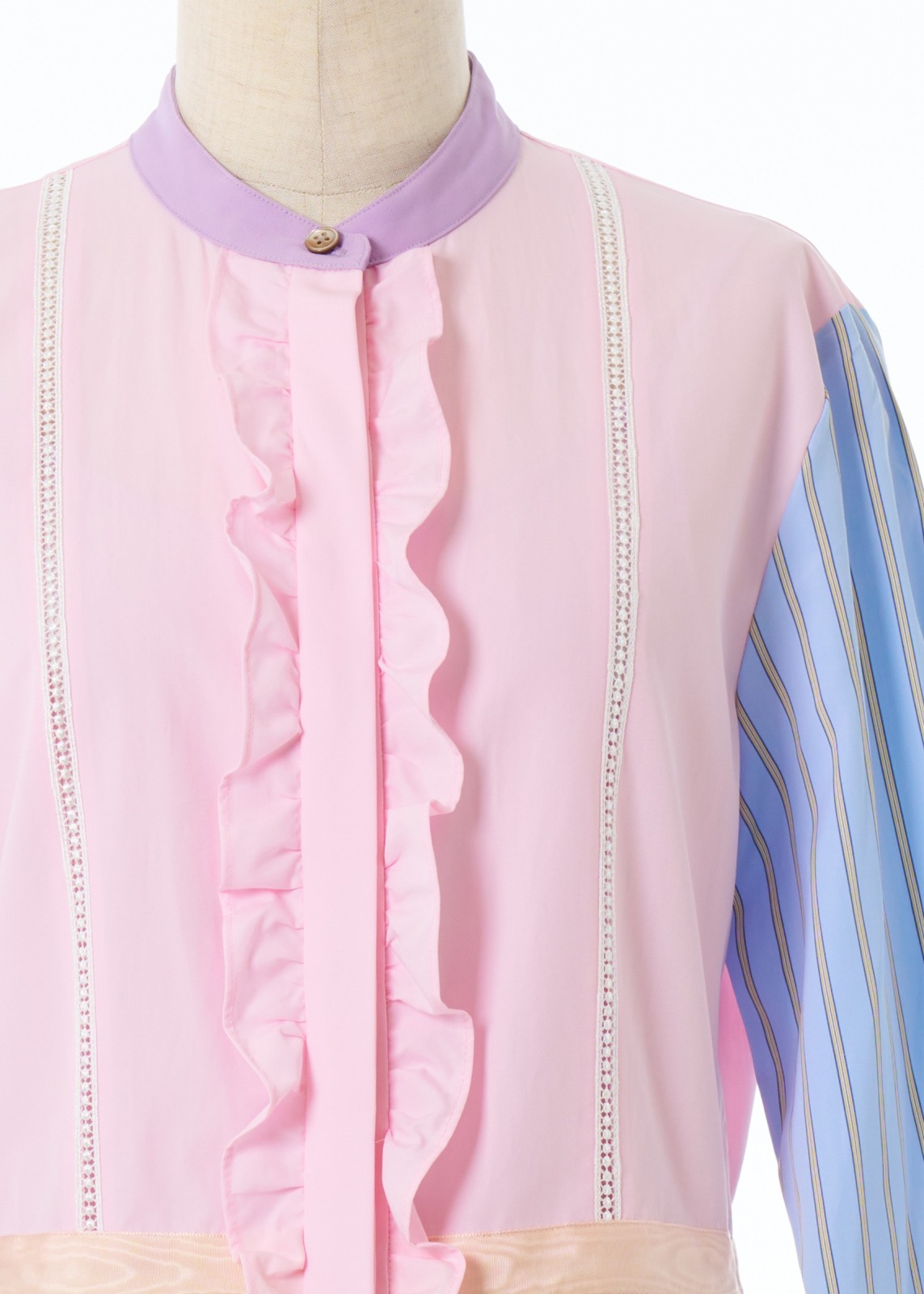 パッチワークフリルタックワンピース