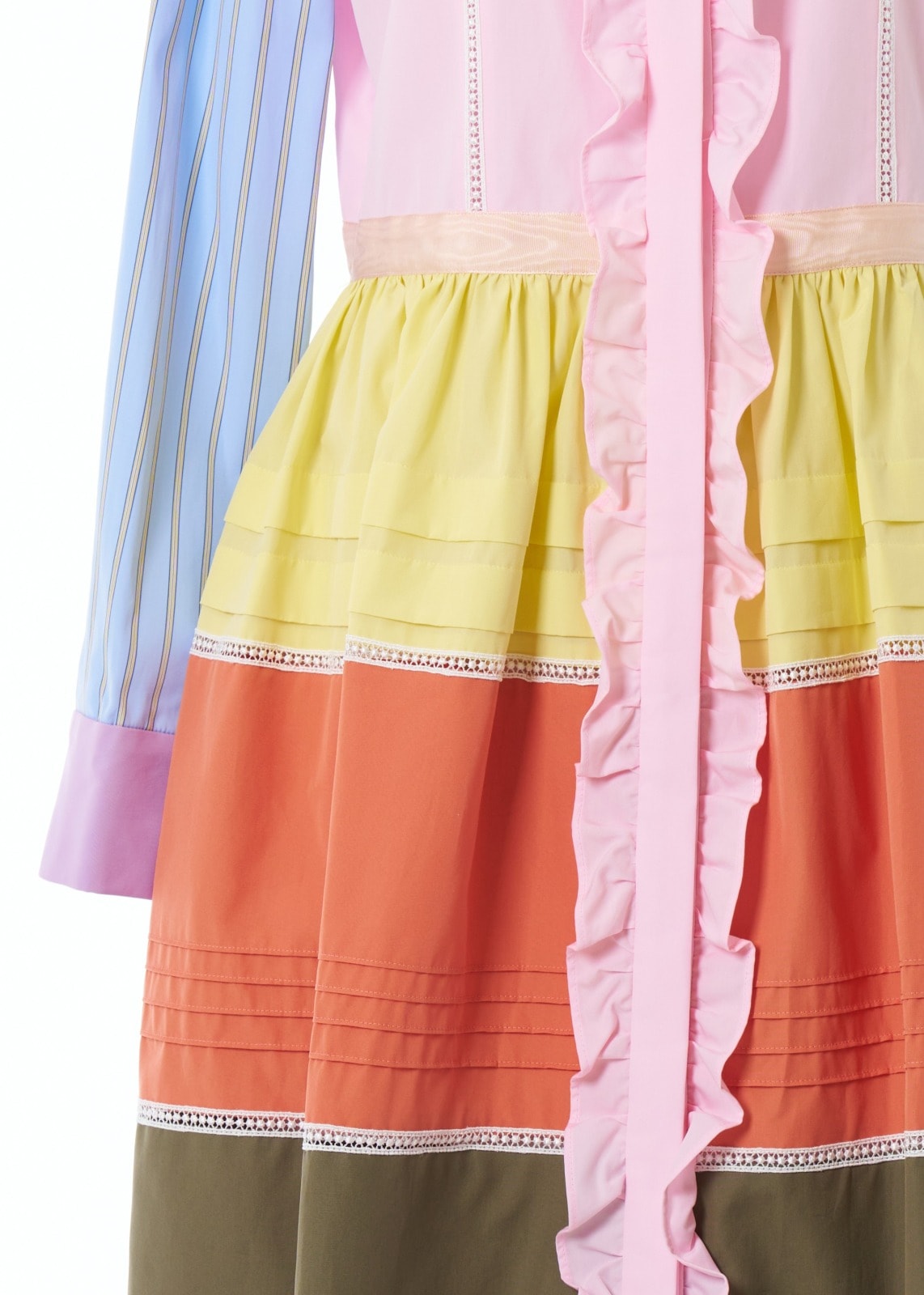 パッチワークフリルタックワンピース