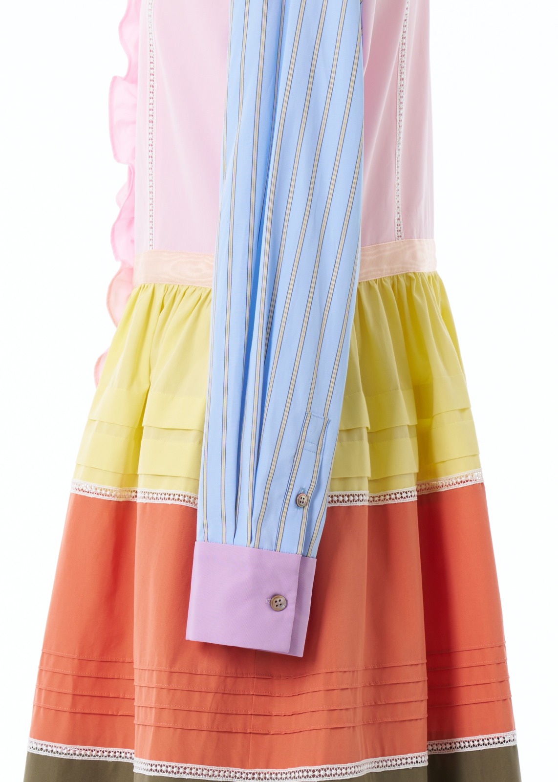 パッチワークフリルタックワンピース