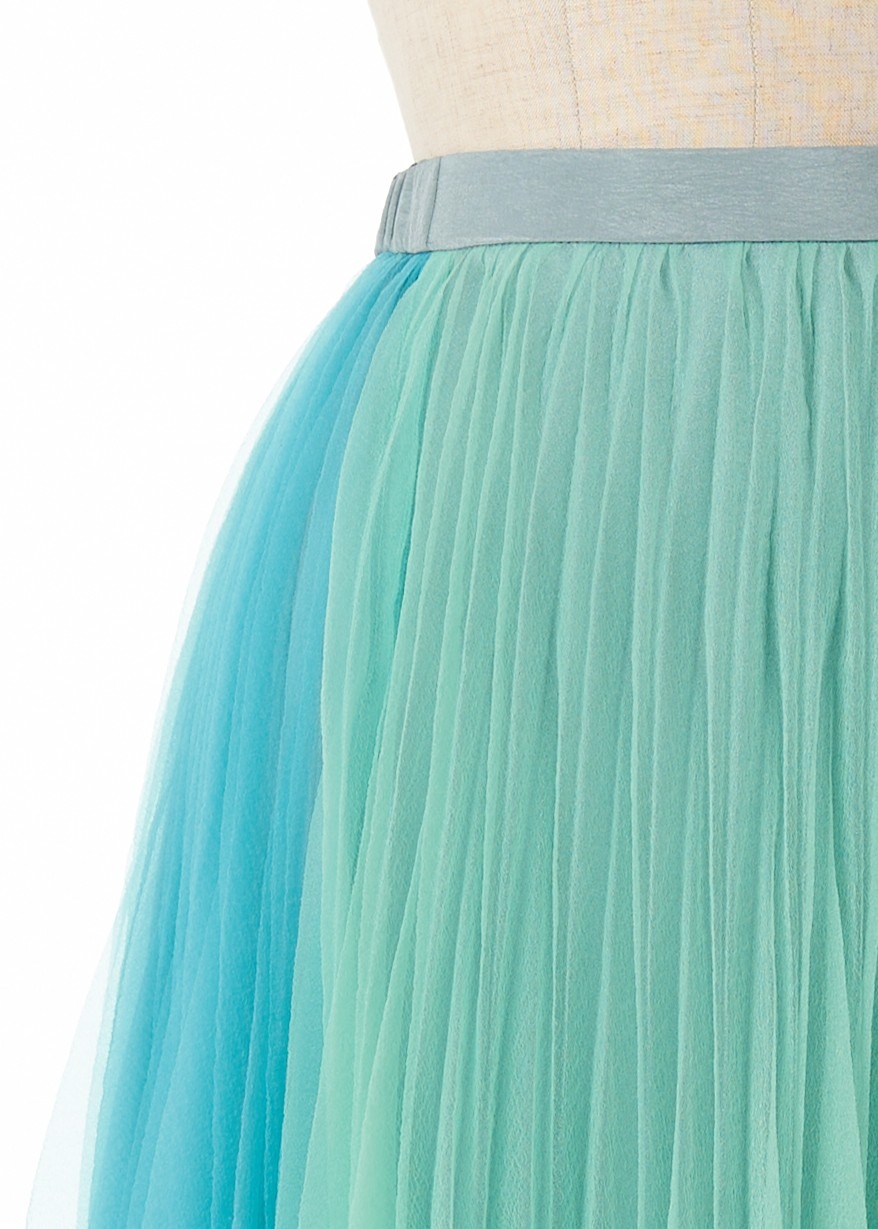 オーガンザパッチワークプリーツスカート