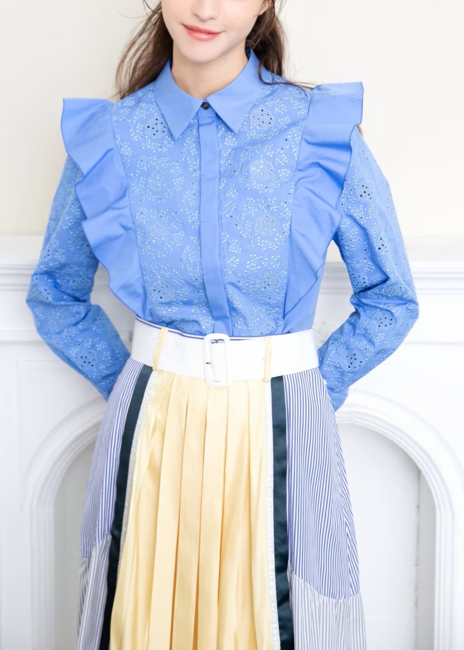 パネルフリルシャツ