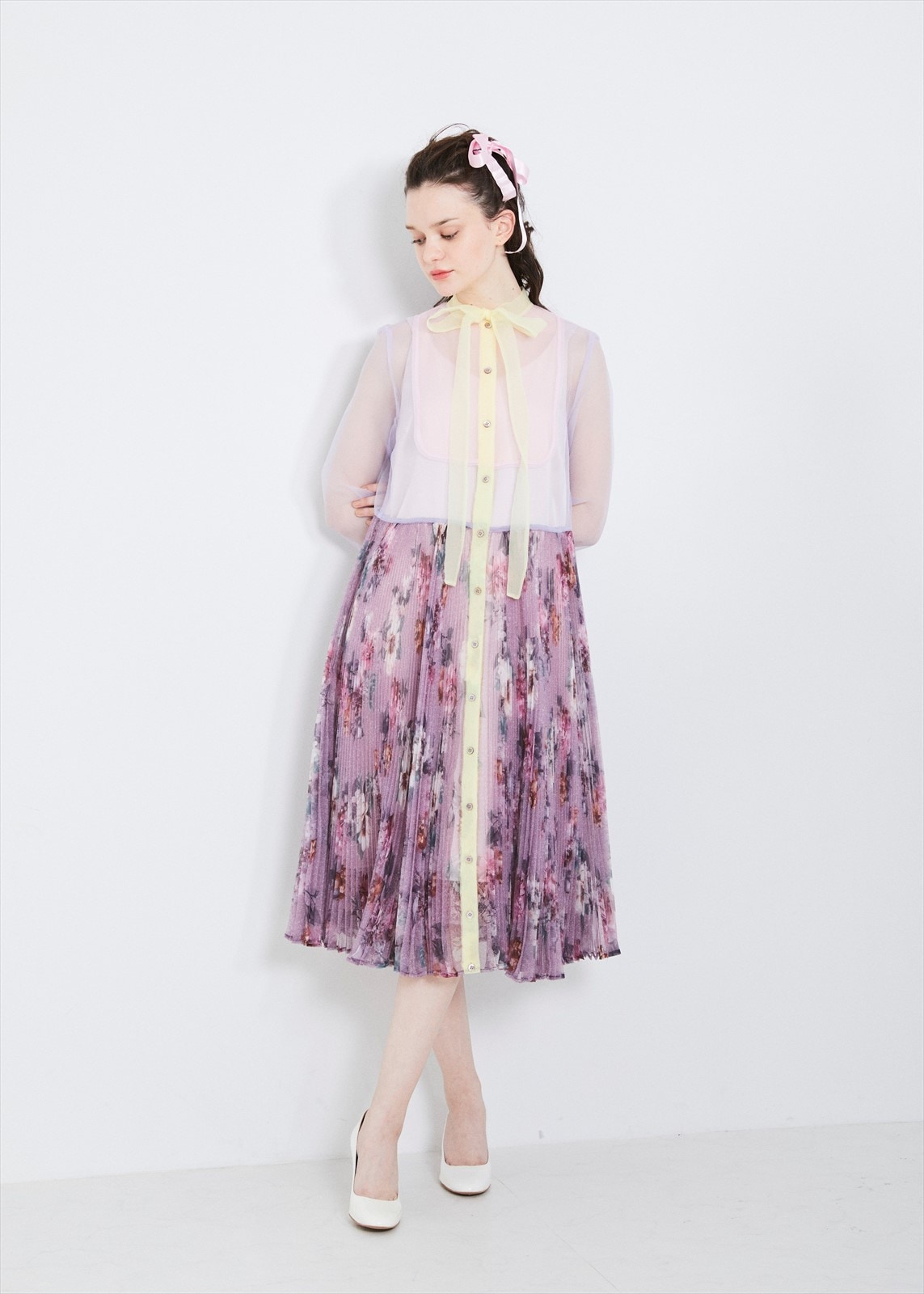 パネルプリントワンピース | Organdy pleats series | ADELLY ONLINE SHOP