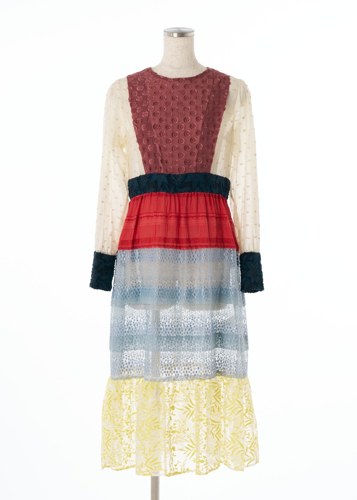 パッチワークティアードワンピース