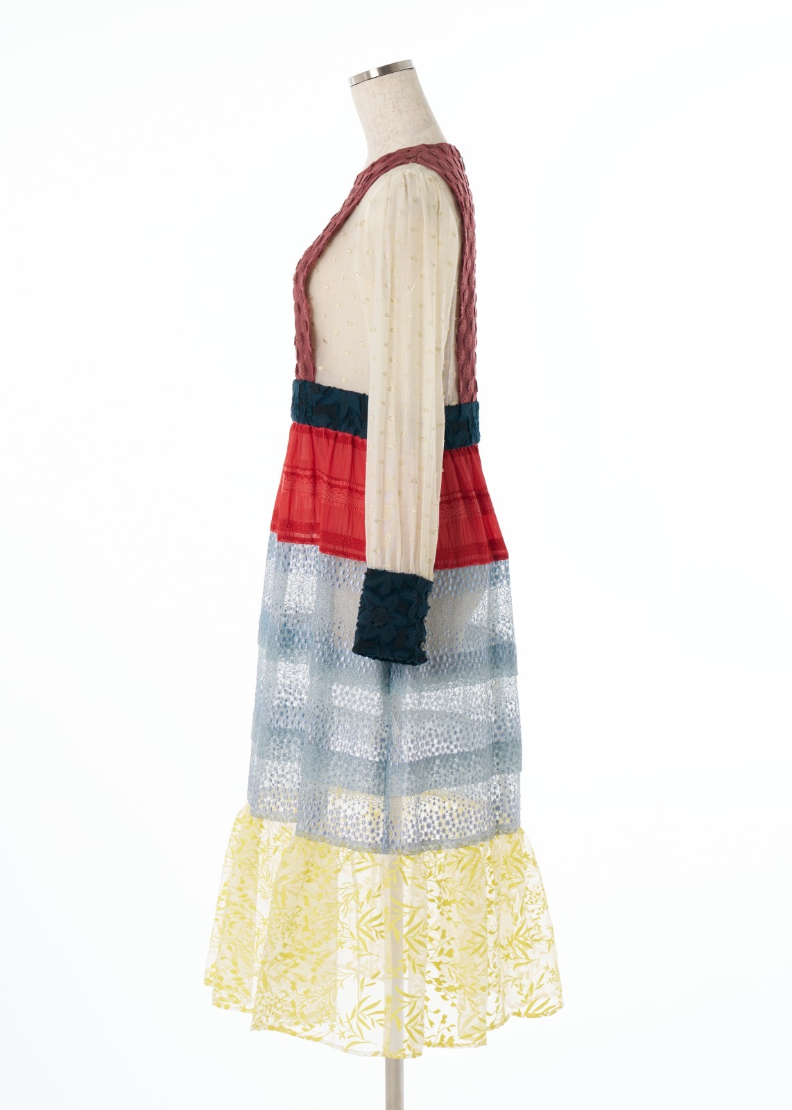 パッチワークティアードワンピース