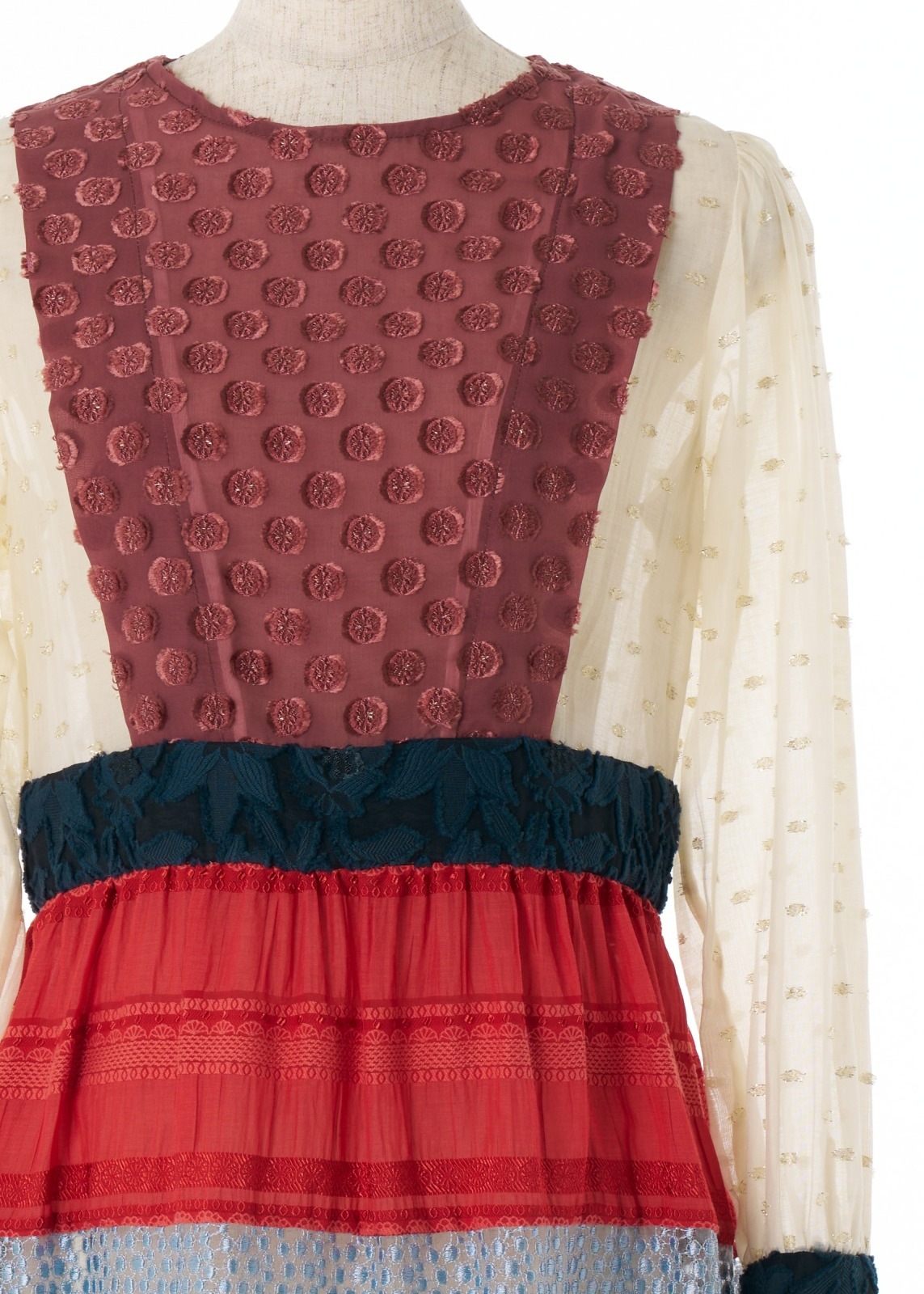 パッチワークティアードワンピース