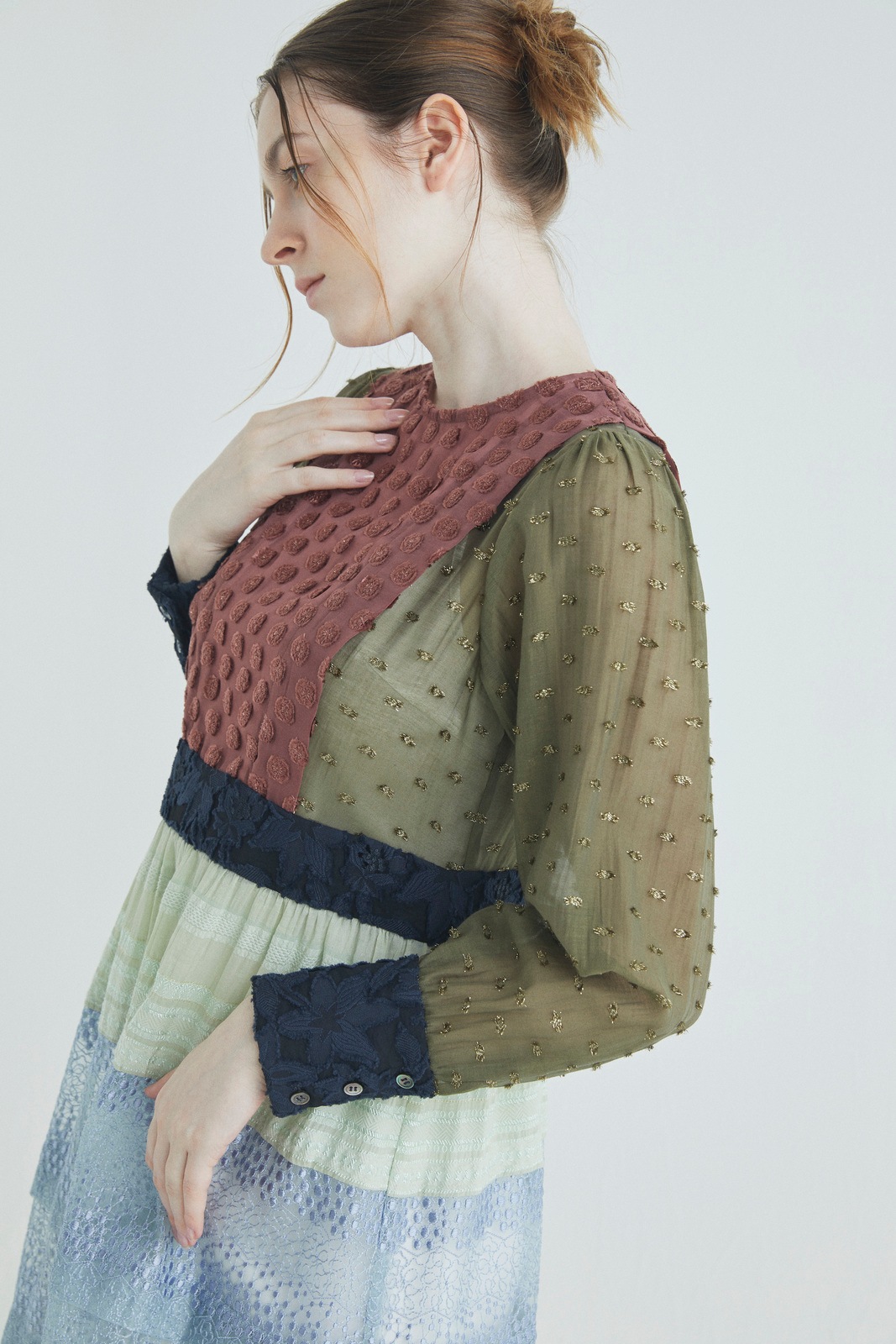 パッチワークティアードワンピース