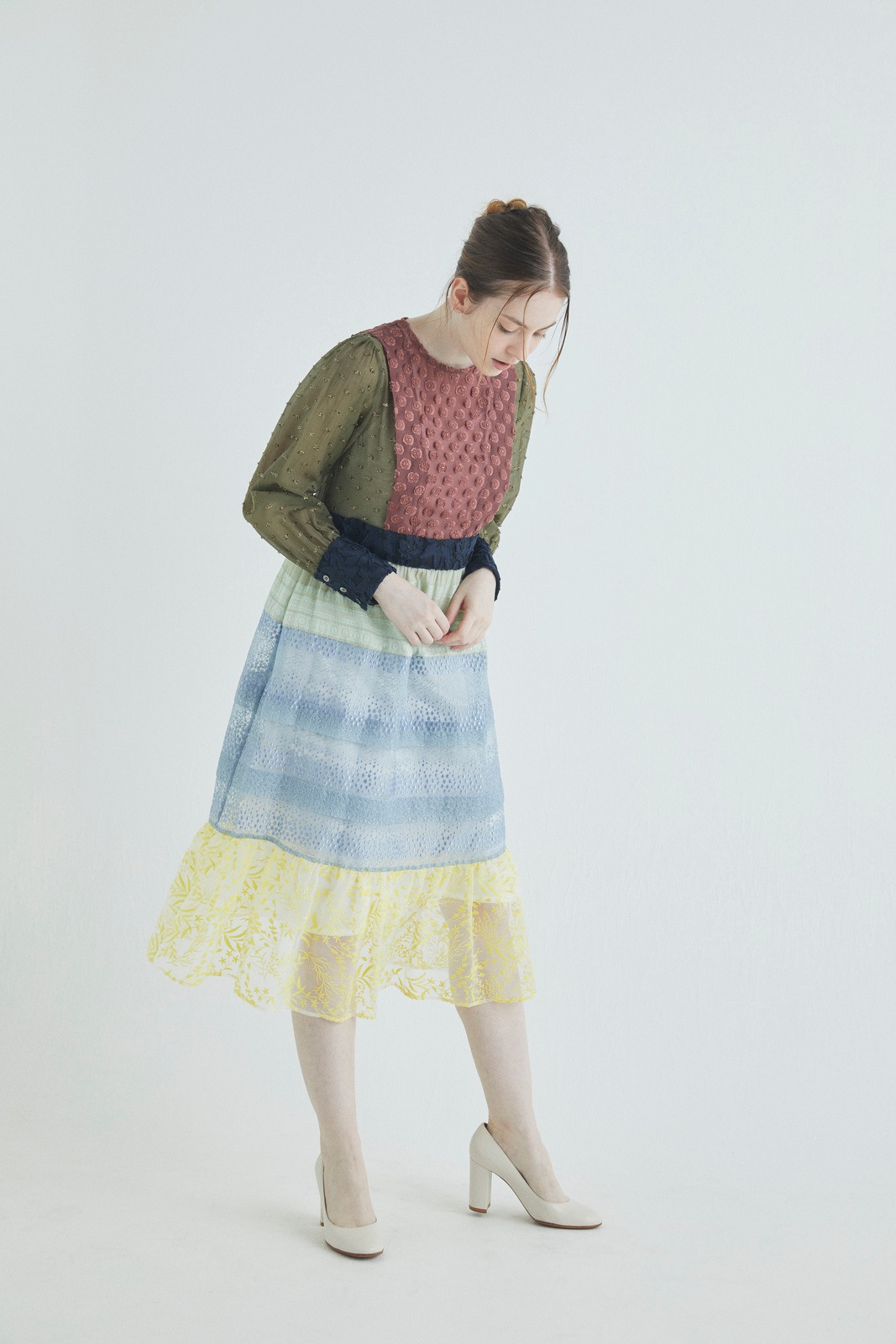 パッチワークティアードワンピース