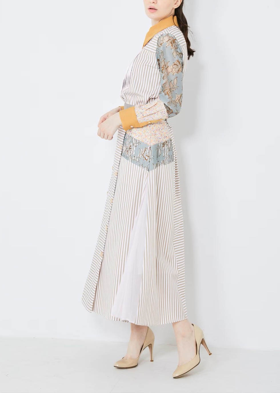 パッチプリーツスカート