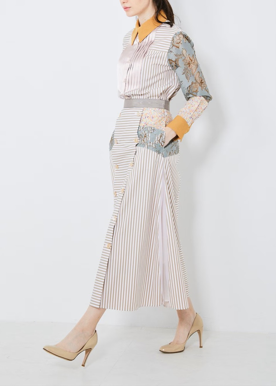 パッチプリーツスカート