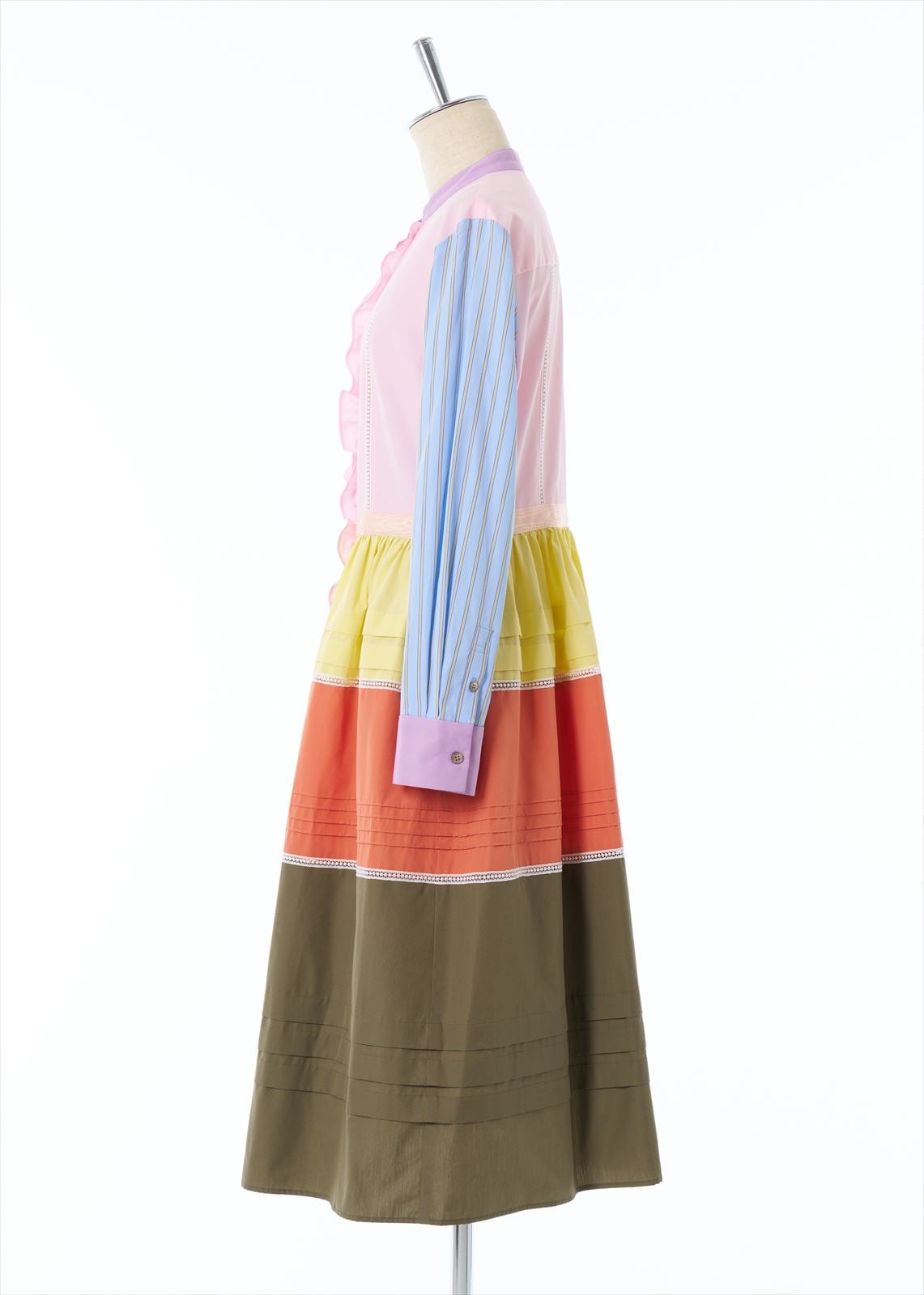 パッチワークフリルタックワンピース