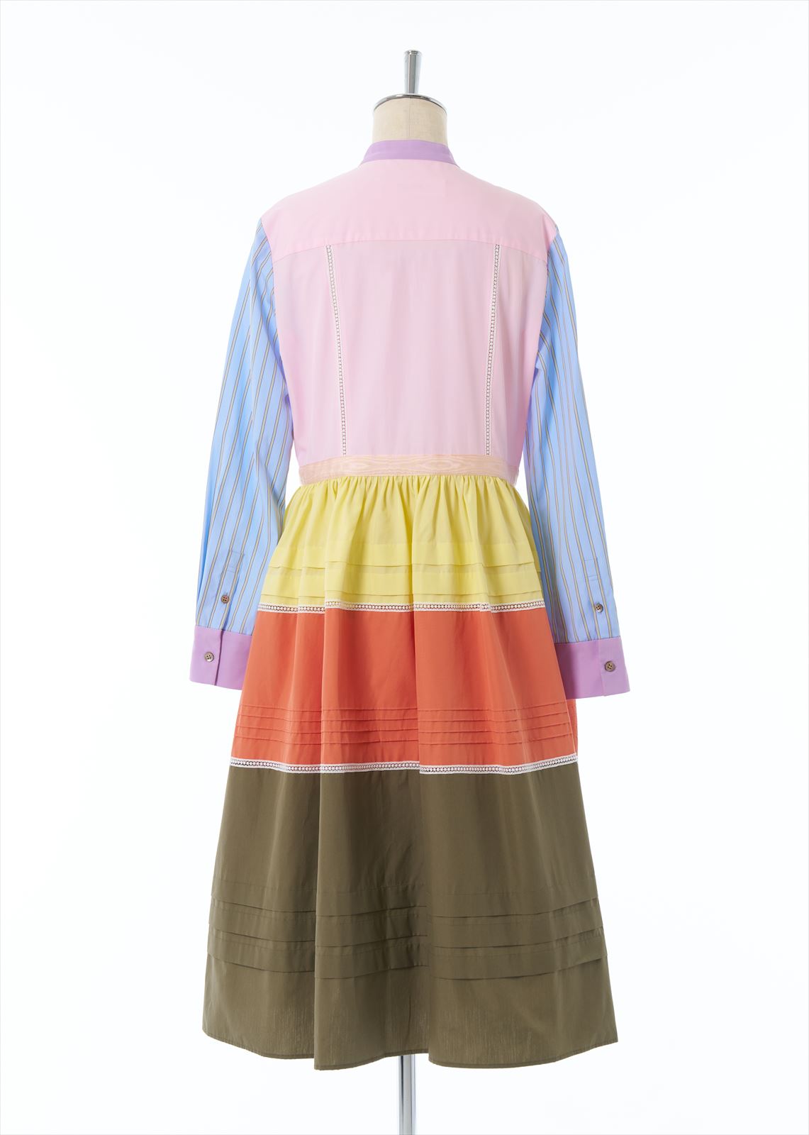 パッチワークフリルタックワンピース