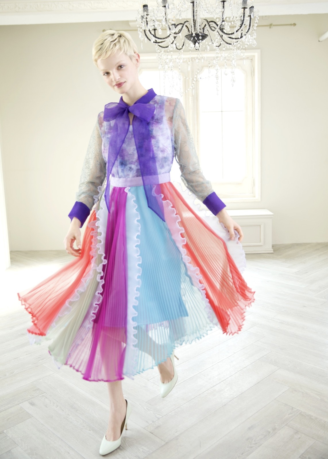 ADELLY パッチワークワンピース ブルーミックス レア 入手困難 芸能人