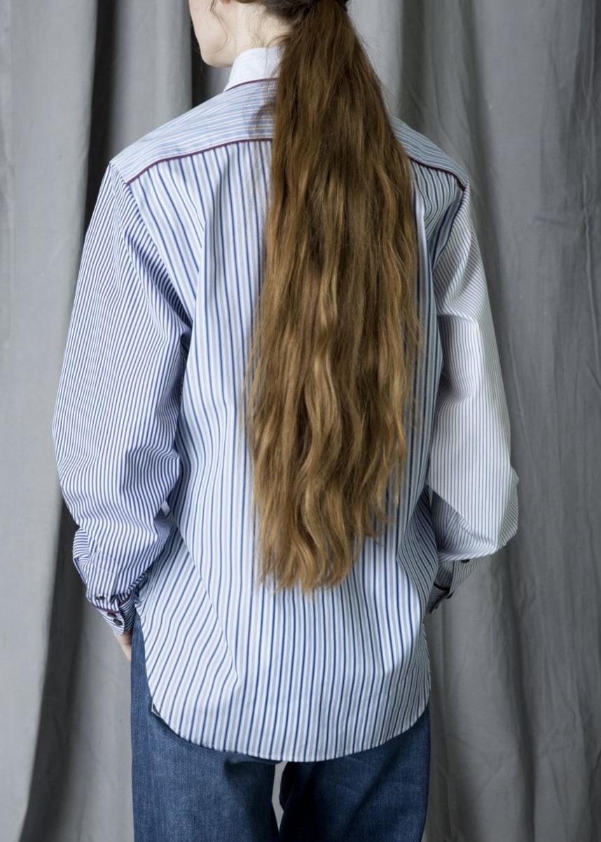 <UNISEX>パッチワークパイピングシャツ