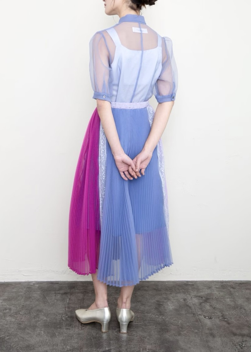 パネルプリーツボウタイブラウス