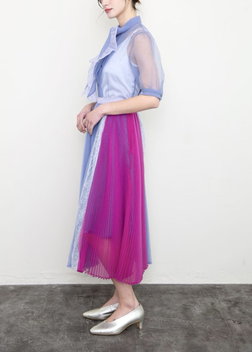 パネルプリーツボウタイブラウス