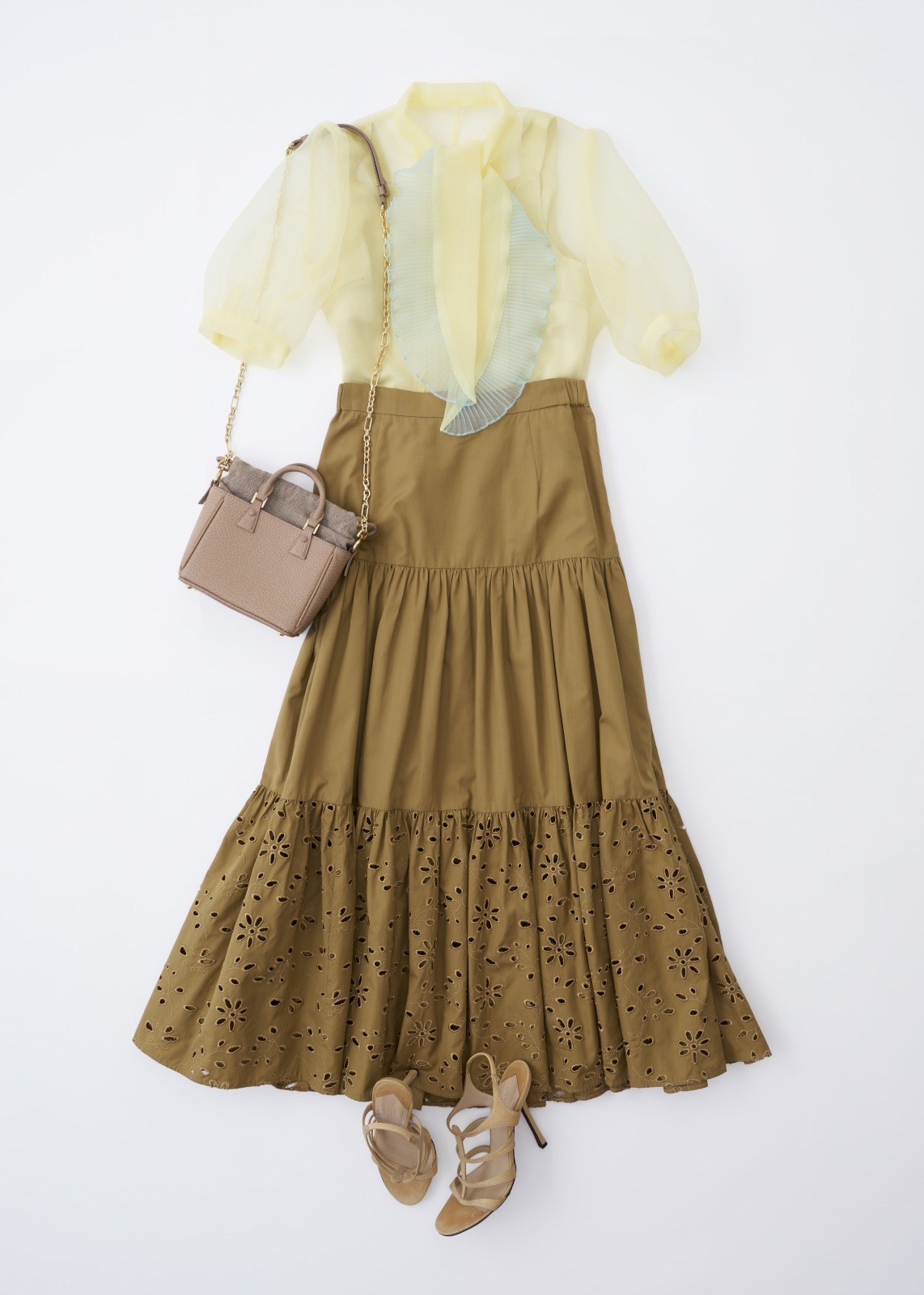 パネルプリーツボウタイブラウス