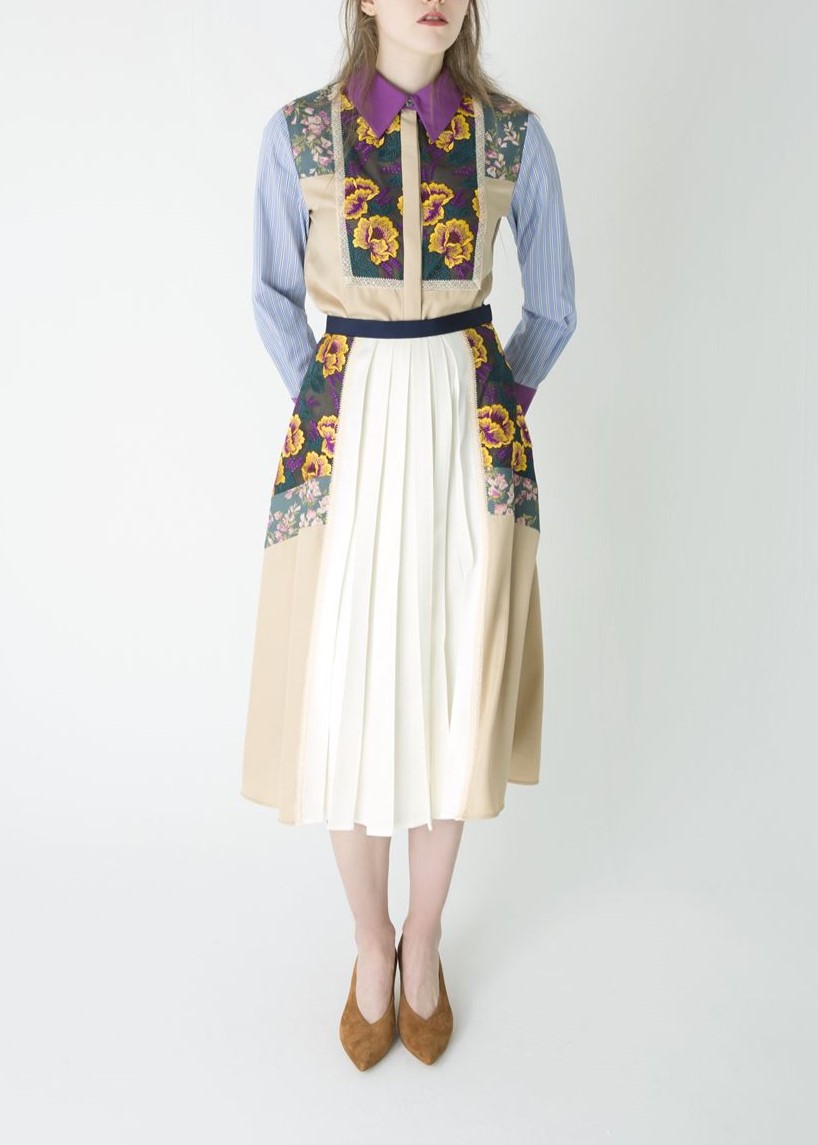 パッチワークプリーツスカート