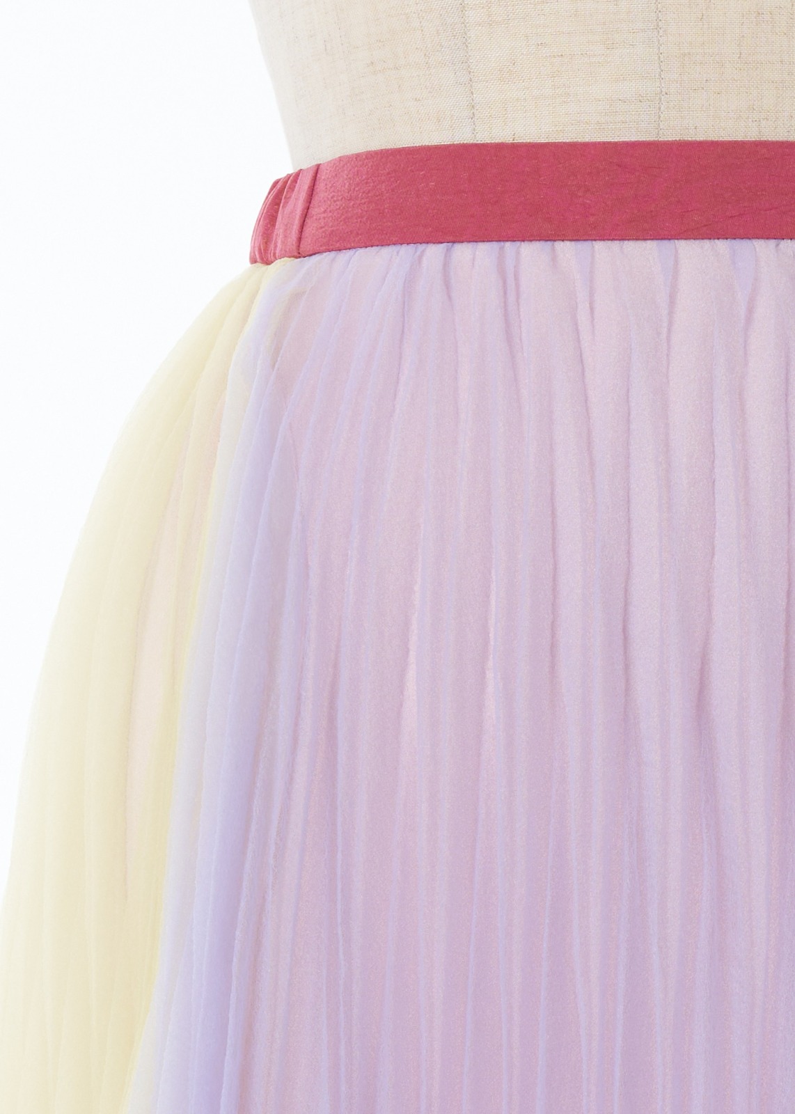 オーガンザパッチワークプリーツスカート