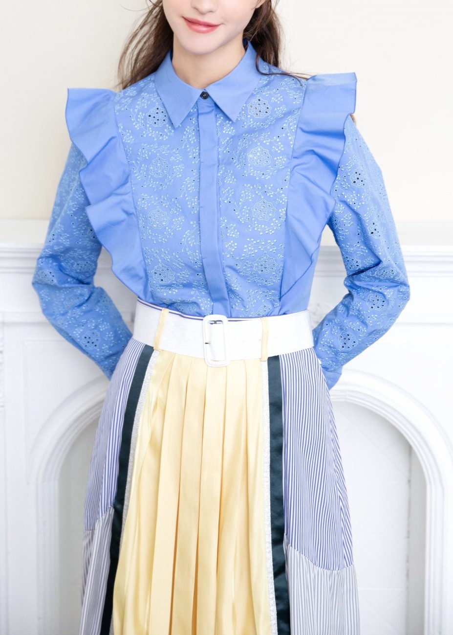 プリーツ切替えスカート