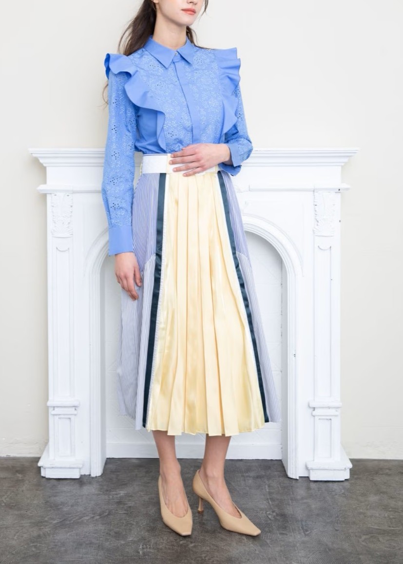 プリーツ切替えスカート