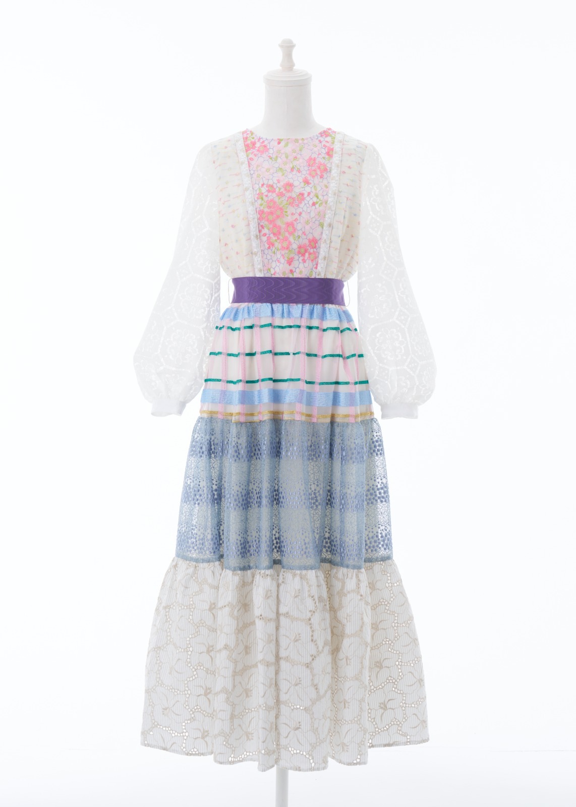 SAKURAレースカラーエンブロイダリーパッチワークワンピース～Rebirth Collection～