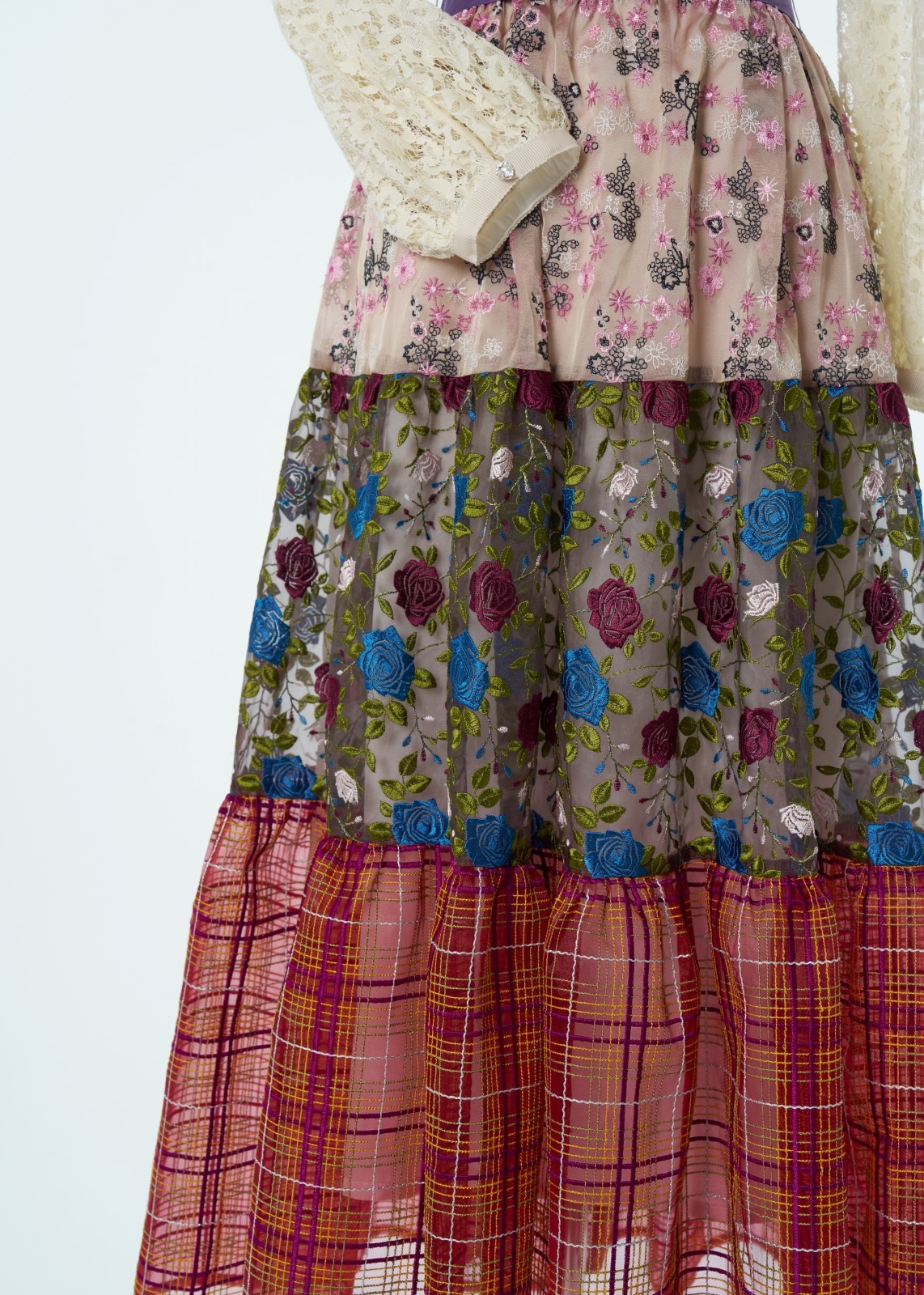 SAKURAレースカラーエンブロイダリーパッチワークワンピース～Rebirth Collection～