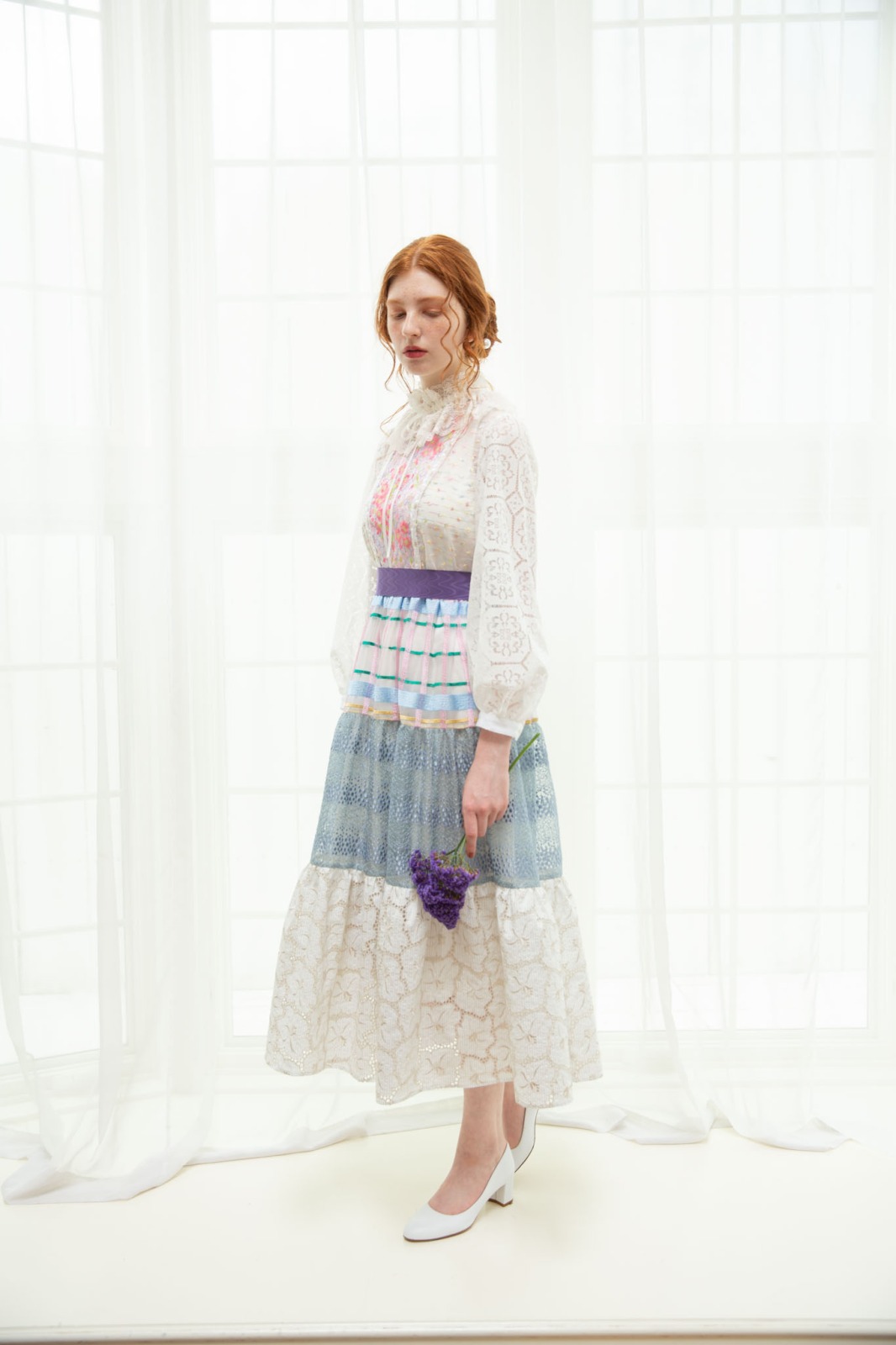 SAKURAレースカラーエンブロイダリーパッチワークワンピース～Rebirth Collection～